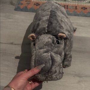Giant Gray Plush Hippo puppet language therapy
